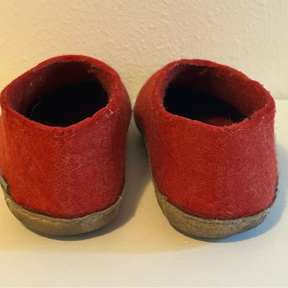 Glerups red natural wool with leather sole calfskin slippers size 5.5 EU 36 cozy - Picture 7 of 9